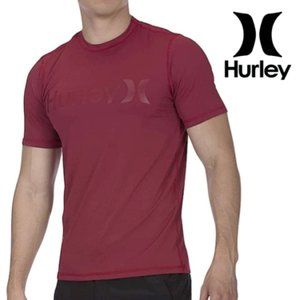 Hurley One and Only UPF 50+ Short Sleeve Surf Sun Shirt Rashguard Red 2XL